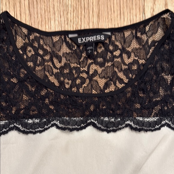 Express Satin and Lace Blouse - Black and Cream - Picture 2 of 3